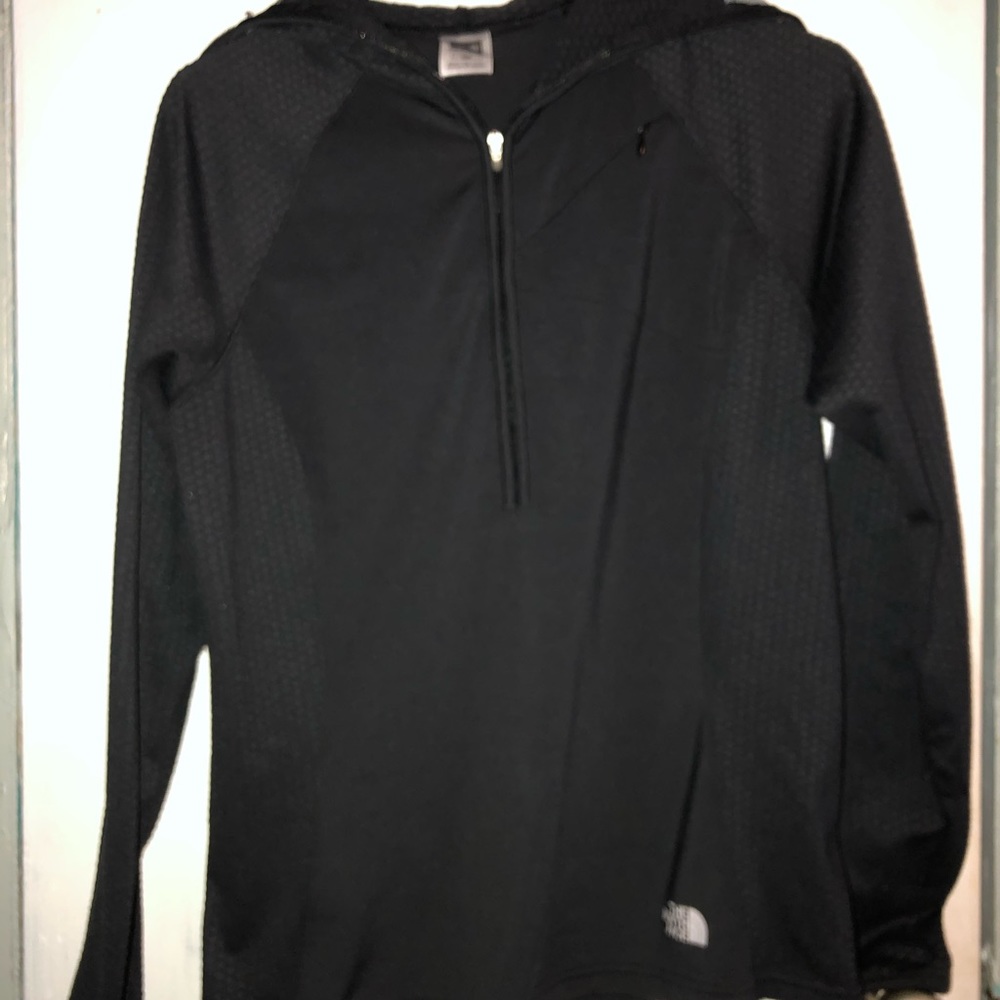The north face half zip pull over with hood